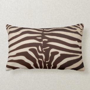 Mombasa Zebra Print Lumbar Throw Pillow, Brown Cushion