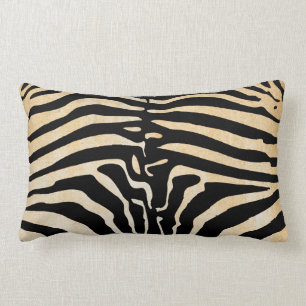 Mombasa Zebra Print Throw Lumbar Pillow, Black/Tan Cushion