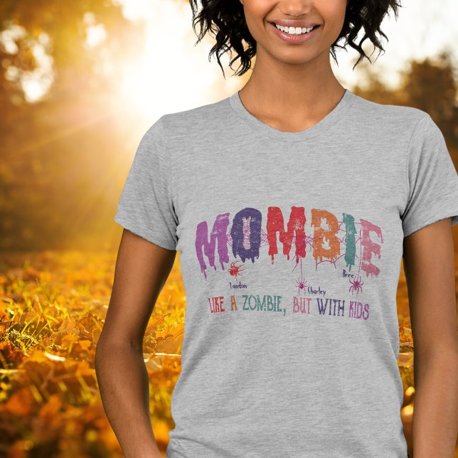 Mombie Zombie With Kids Womens T-Shirt (Mombie Zombie  Spider Kids)
