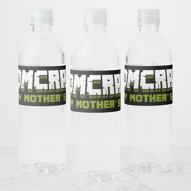 Momcraft Happy Mother Day Funny Gamer Mum Water Bottle Label (Bottles)