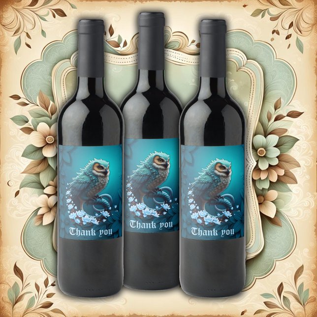 Moment of Wisdom, The magical, majestic, cute owl. Wine Label (Creator Uploaded)
