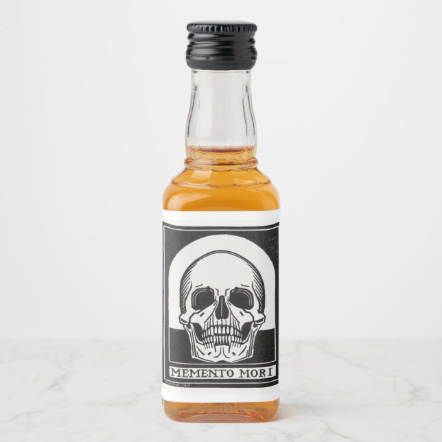 Momento Mori Skull Liquor Bottle Label (Front)