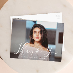 Momentous Script Photo Graduation Thank You Postcard