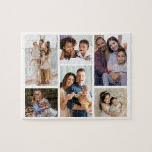 Moments in Focus: Customisable 6 Photo Collage Jigsaw Puzzle