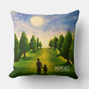 Moments of wonder moonlit walk in woods cushion