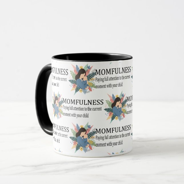 Momfulness Definition Floral Motherhood Pattern Mug (Front Left)