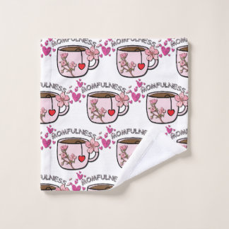 Momfulness Floral Tea Cup Seamless Pattern Wash Cloth
