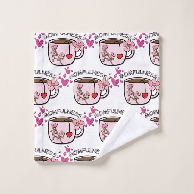 Momfulness Floral Tea Cup Seamless Pattern Wash Cloth (Wash Cloth)