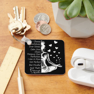 Momfulness Over Stress Mindful Mum Quote Key Ring