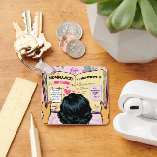 Momfulness Recipe Book Cute Comic Art Key Ring