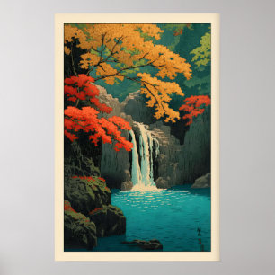Momiji No Taki Wall Art Hasui Kawase Waterfall