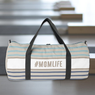 Momlife turquoise blue and beige duffle bag