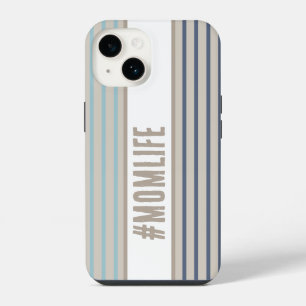 Momlife turquoise blue and beige iPhone 14 case