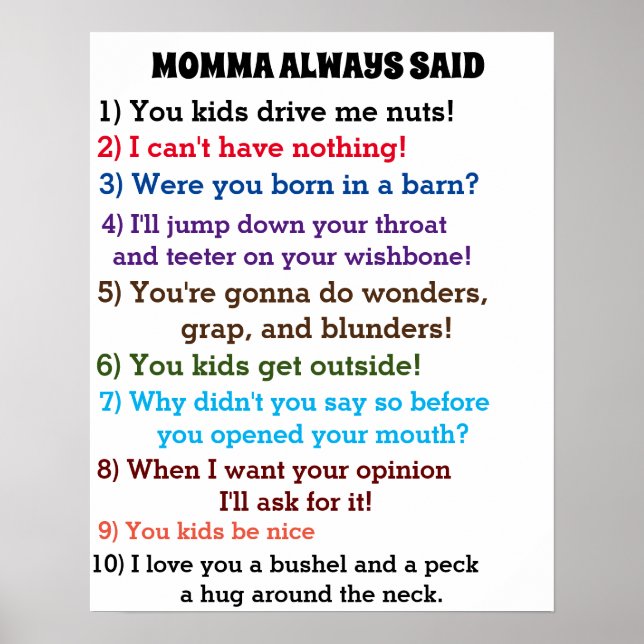 MOMMA ALWAYS SAID poster (Front)