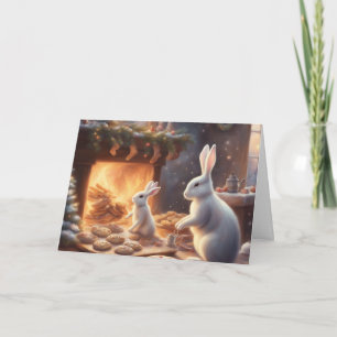 Momma and Baby Bunny at Christmas Card