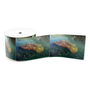 Momma and Baby Manatee Ribbon Grosgrain Ribbon