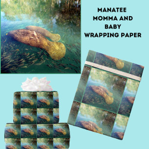 Momma and Baby Manatee Wrapping Paper