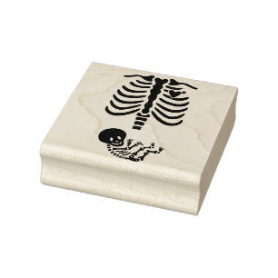 Momma and Baby Skeleton Rubber Stamp