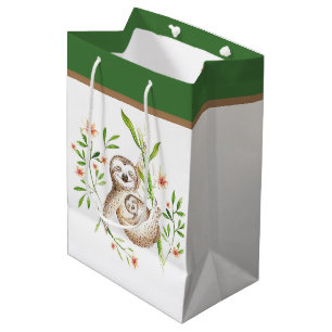 Momma and baby sloths medium gift bag