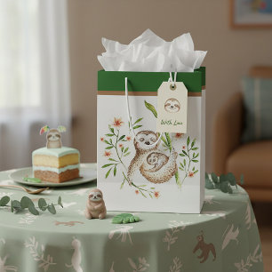 Momma and baby sloths medium gift bag