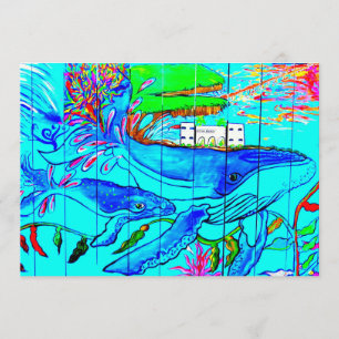 momma and baby whale invitation card