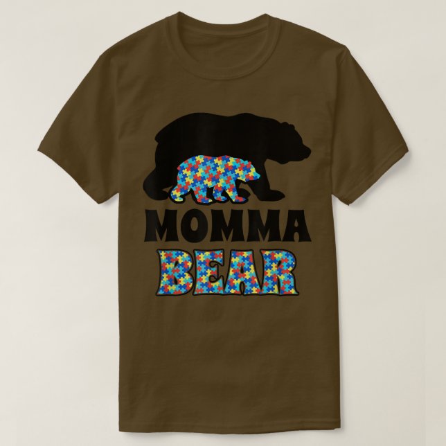 Momma Bear Autism Awareness  T-Shirt (Design Front)