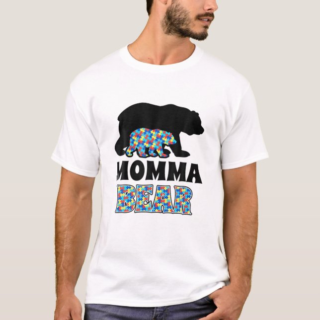 Momma Bear Autism Awareness T-Shirt (Front)