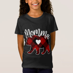 Momma Bear Christmas Buffalo Plaid Red White And B T-Shirt