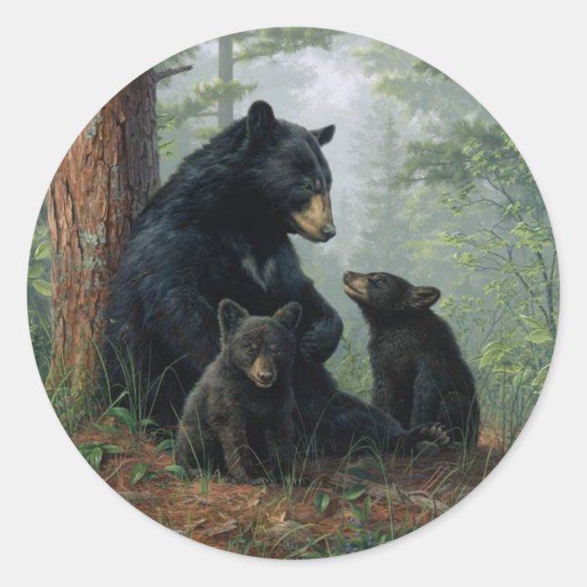 Momma Bear Classic Round Sticker (Front)