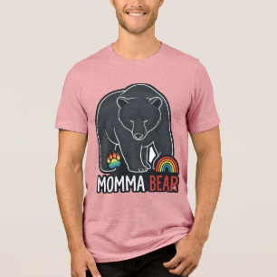 Momma Bear Rainbow Vintage Engraving Shirt Design