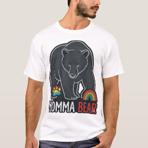 Momma Bear Rainbow Vintage Engraving Shirt Design