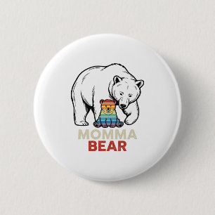Momma Bear Rainbow Vintage Engraving Shirt Design_ 6 Cm Round Badge
