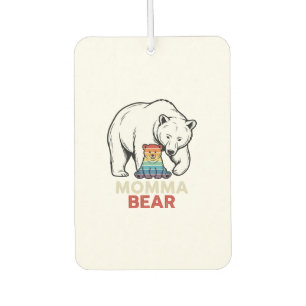 Momma Bear Rainbow Vintage Engraving Shirt Design_ Car Air Freshener