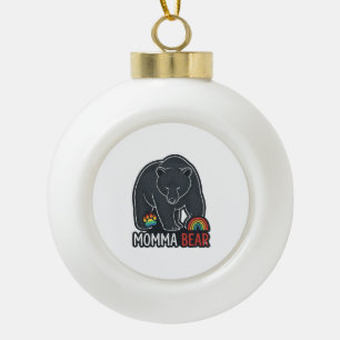 Momma Bear Rainbow Vintage Engraving Shirt Design  Ceramic Ball Christmas Ornament