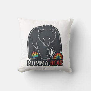 Momma Bear Rainbow Vintage Engraving Shirt Design  Cushion