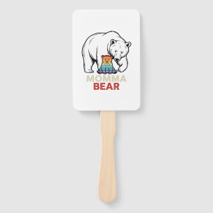 Momma Bear Rainbow Vintage Engraving Shirt Design_ Hand Fan