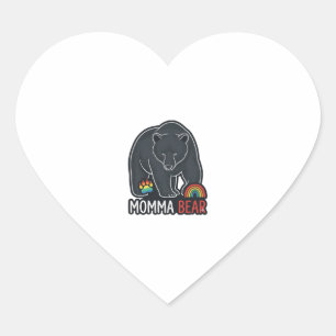 Momma Bear Rainbow Vintage Engraving Shirt Design  Heart Sticker