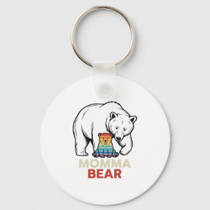 Momma Bear Rainbow Vintage Engraving Shirt Design_ Key Ring