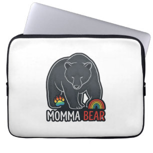 Momma Bear Rainbow Vintage Engraving Shirt Design Laptop Sleeve