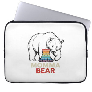 Momma Bear Rainbow Vintage Engraving Shirt Design_ Laptop Sleeve