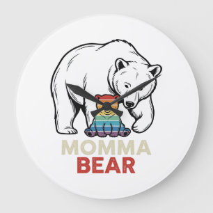 Momma Bear Rainbow Vintage Engraving Shirt Design_ Large Clock