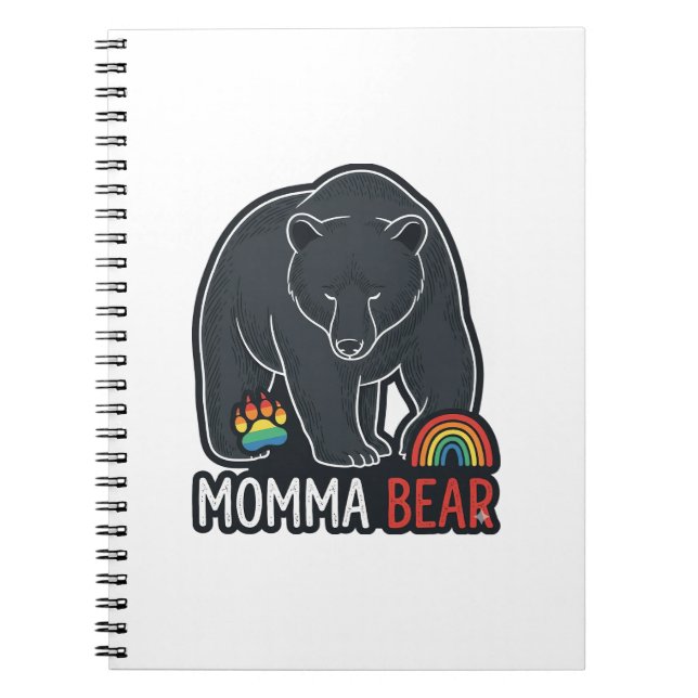 Momma Bear Rainbow Vintage Engraving Shirt Design  Notebook (Front)