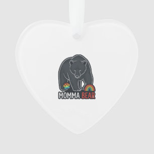 Momma Bear Rainbow Vintage Engraving Shirt Design  Ornament