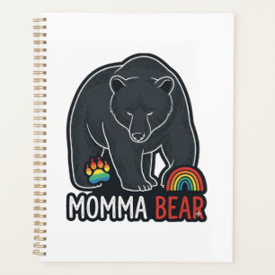 Momma Bear Rainbow Vintage Engraving Shirt Design Planner
