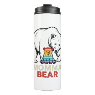 Momma Bear Rainbow Vintage Engraving Shirt Design_ Thermal Tumbler