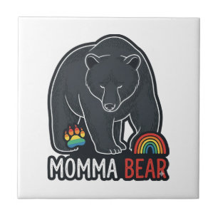 Momma Bear Rainbow Vintage Engraving Shirt Design Tile