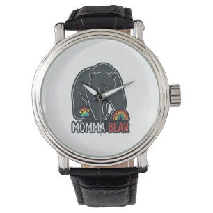Momma Bear Rainbow Vintage Engraving Shirt Design Watch