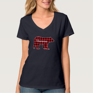 Momma Bear Red Plaid Family Matching Christmas Paj T-Shirt