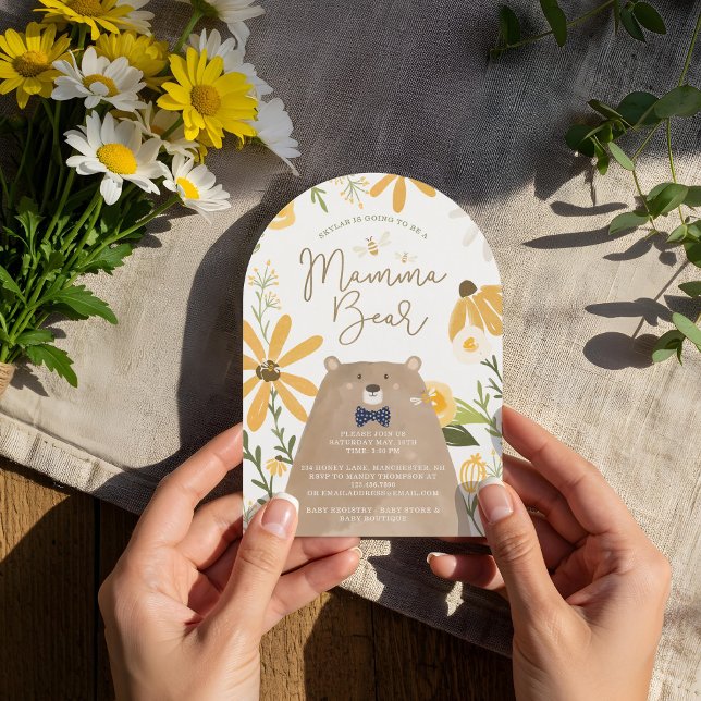 Momma Bear & Sweet Honey Bee Baby Boy Shower Invitation (Momma Bear & Sweet Honey Bee Baby Boy Shower Invitation)