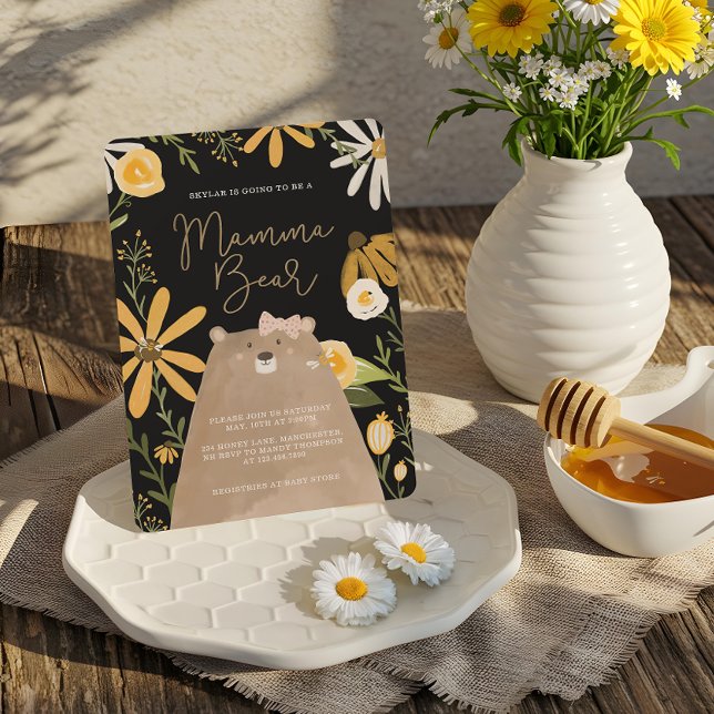 Momma Bear & Sweet Honey Bee Baby Girl Shower Invitation (Momma Bear & Sweet Honey Bee Baby Girl Shower Invitation)